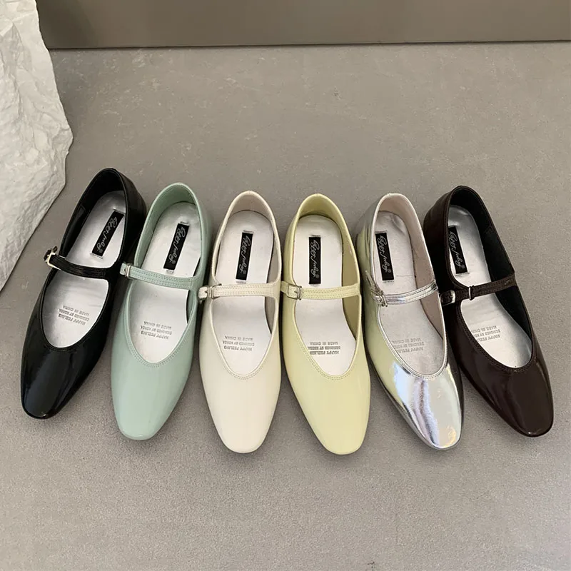 2023 Summer New Women Flat Shoes Fashion Green Beige Shallow Ladies Casual Soft Mary Jane Shoes Outdoor Dress Flat Ballet Shoes