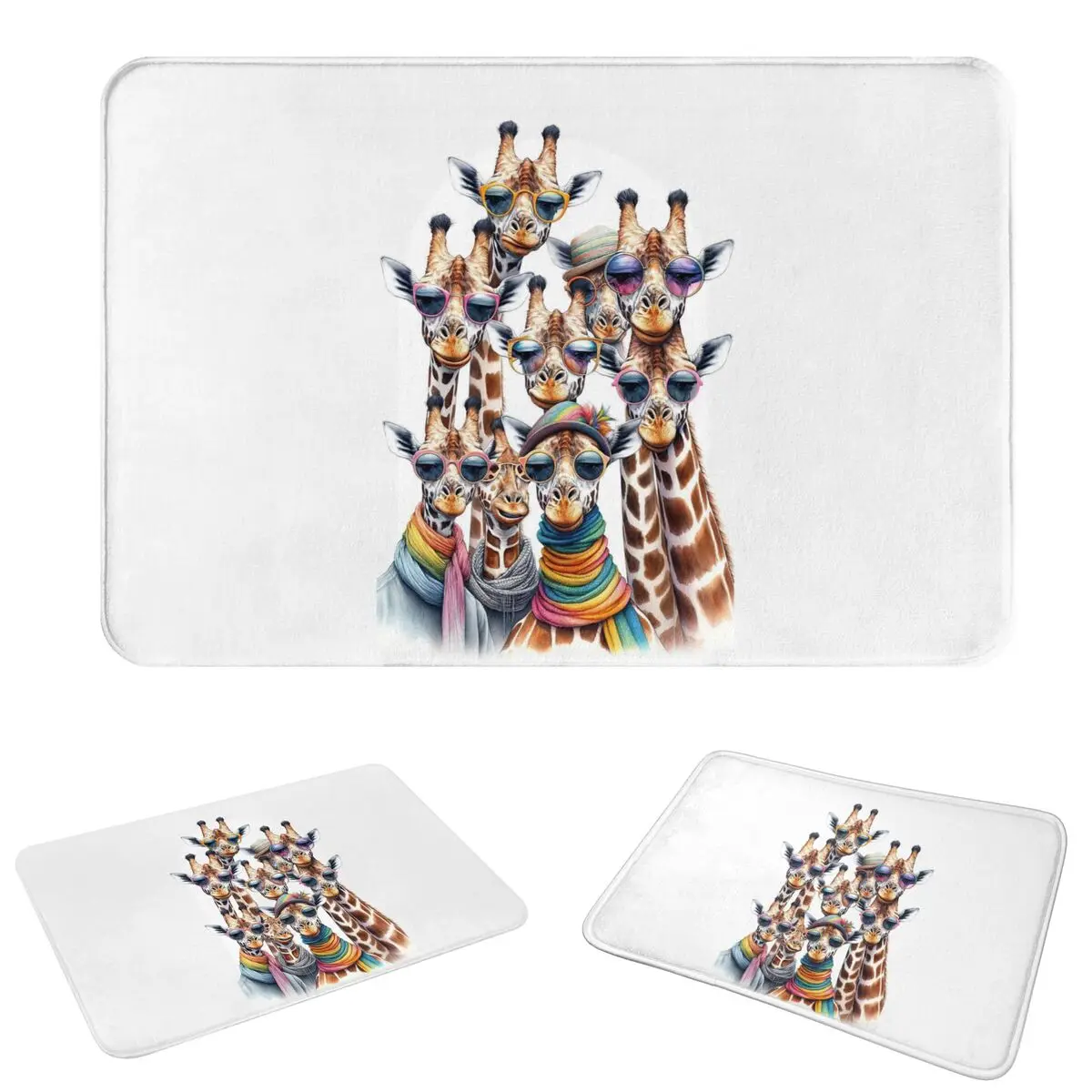 Giraffe Family Design Non-slip Doormat Floor Mat Absorbent Mat Carpet Rug for Kitchen Entrance Home Balcony Footpad Mats