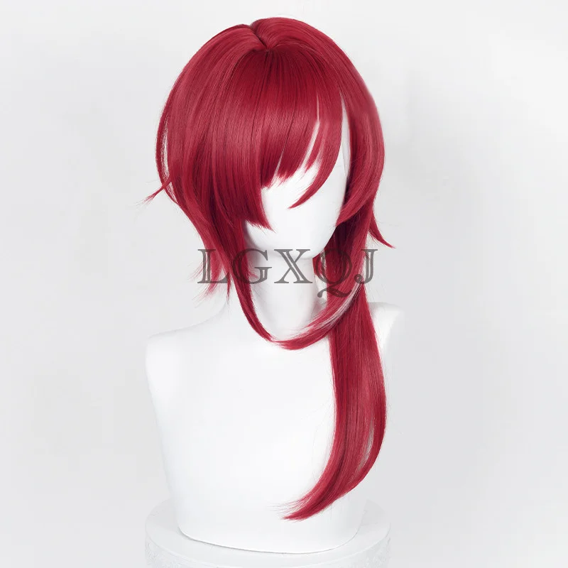 High Quality ES Sakasaki Natsume Cosplay Wig Game  Anime Cosplay Wigs Scalp Dark Red Heat Resistant Synthetic Wig