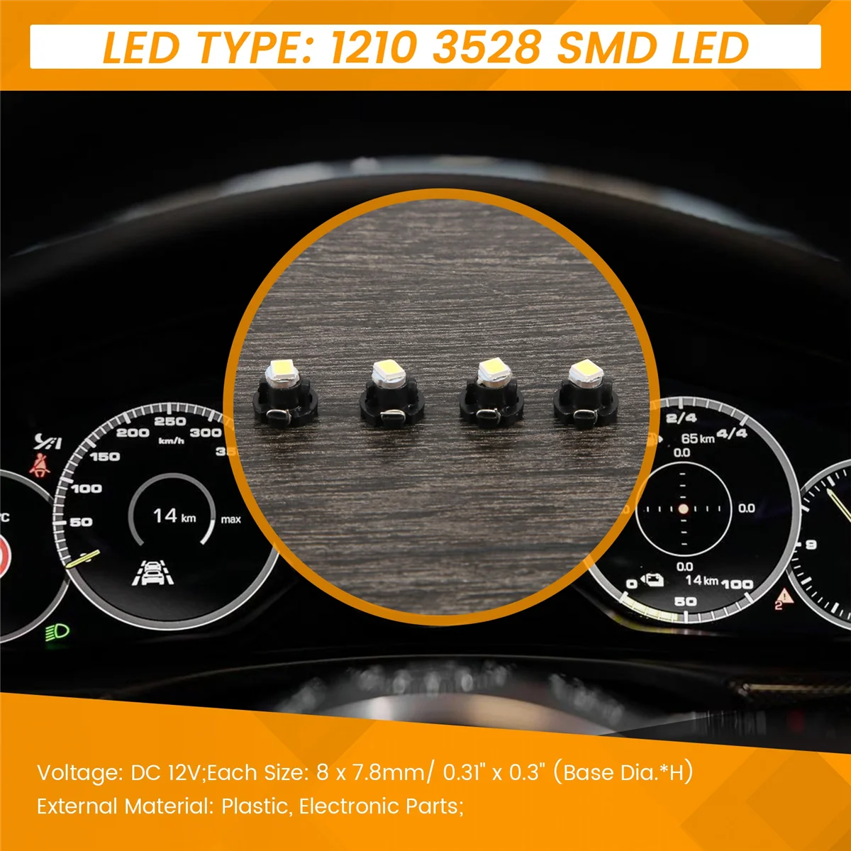 4pcs T3 branco 1210 3528 SMD LED painel painel lâmpada lâmpada para carro