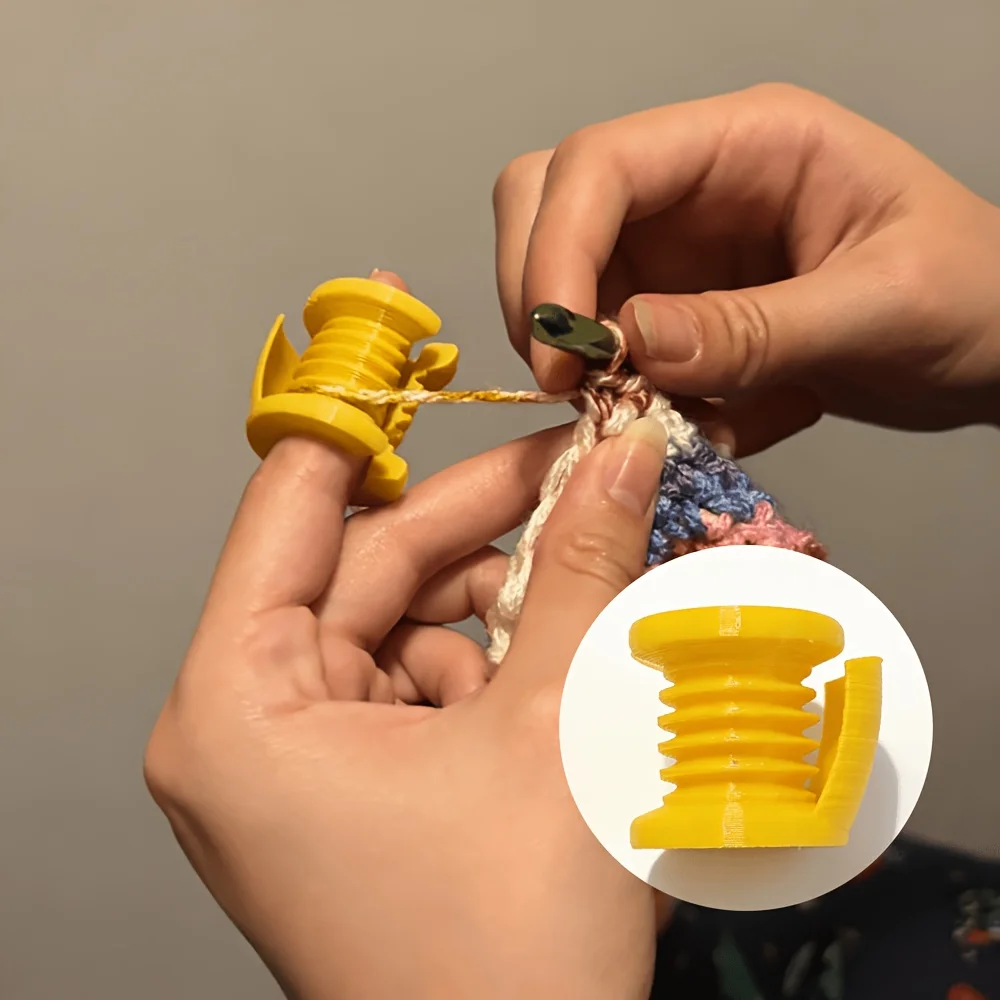 Crochet yarn finger protector, knitting tool to prevent finger strain, crochet hook finger protector tool