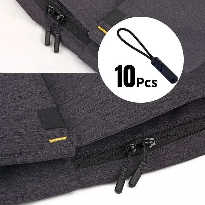 10 Pieces/set Black Zipper Rope Puller End Installation Rope Label Replacement Buckle Holder Suitcase Tent Backpack Zipper Rop