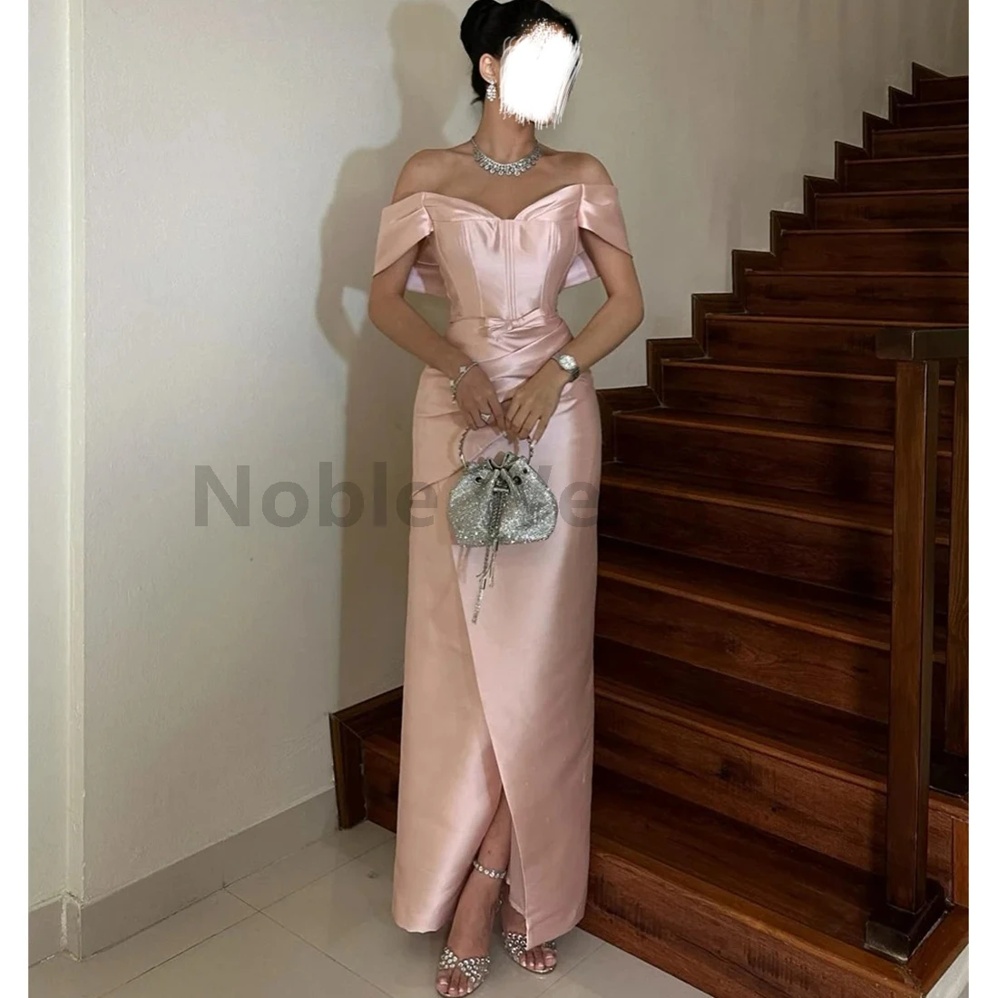 قبالة الكتف الساتان الطية حورية البحر فستان الحفلة الراقصة الدانتيل يصل الجانب سبليت ثوب مسائي تخصيص