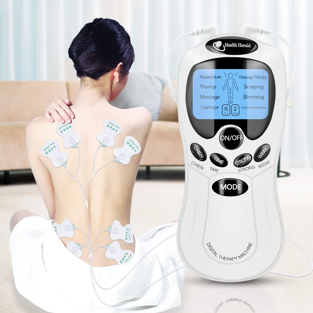 Estimulador elétrico de terapia muscular ems, 8 modos, máquina dezenas, meridiano, fisioterapia, pulso, próstata abdominal, massageador corporal