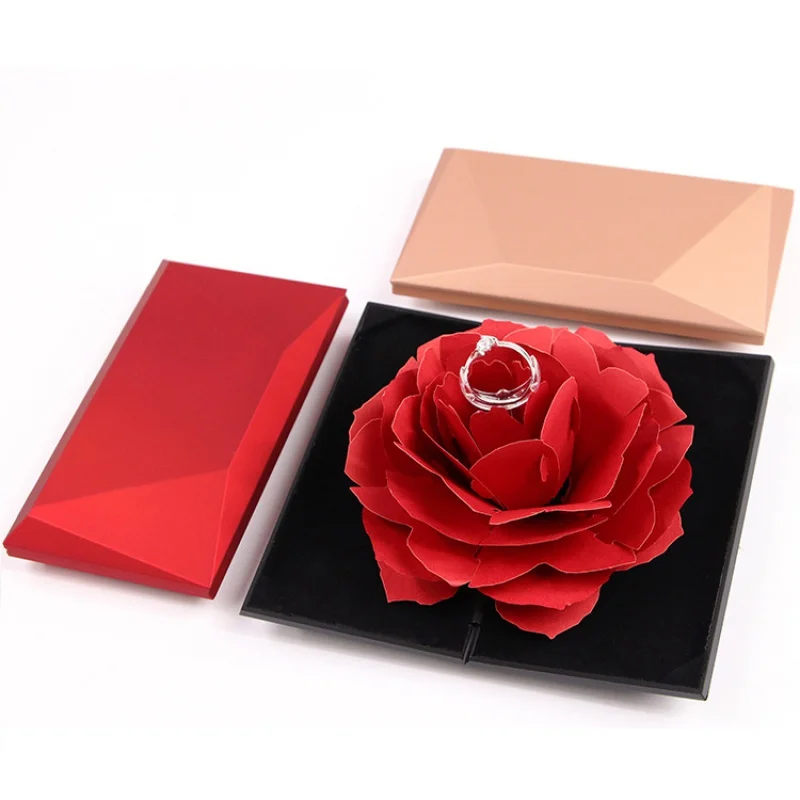 

Creative Rotational Ring Box Internet Celebrity Rose Jewelry Box Romantic Proposal Ring