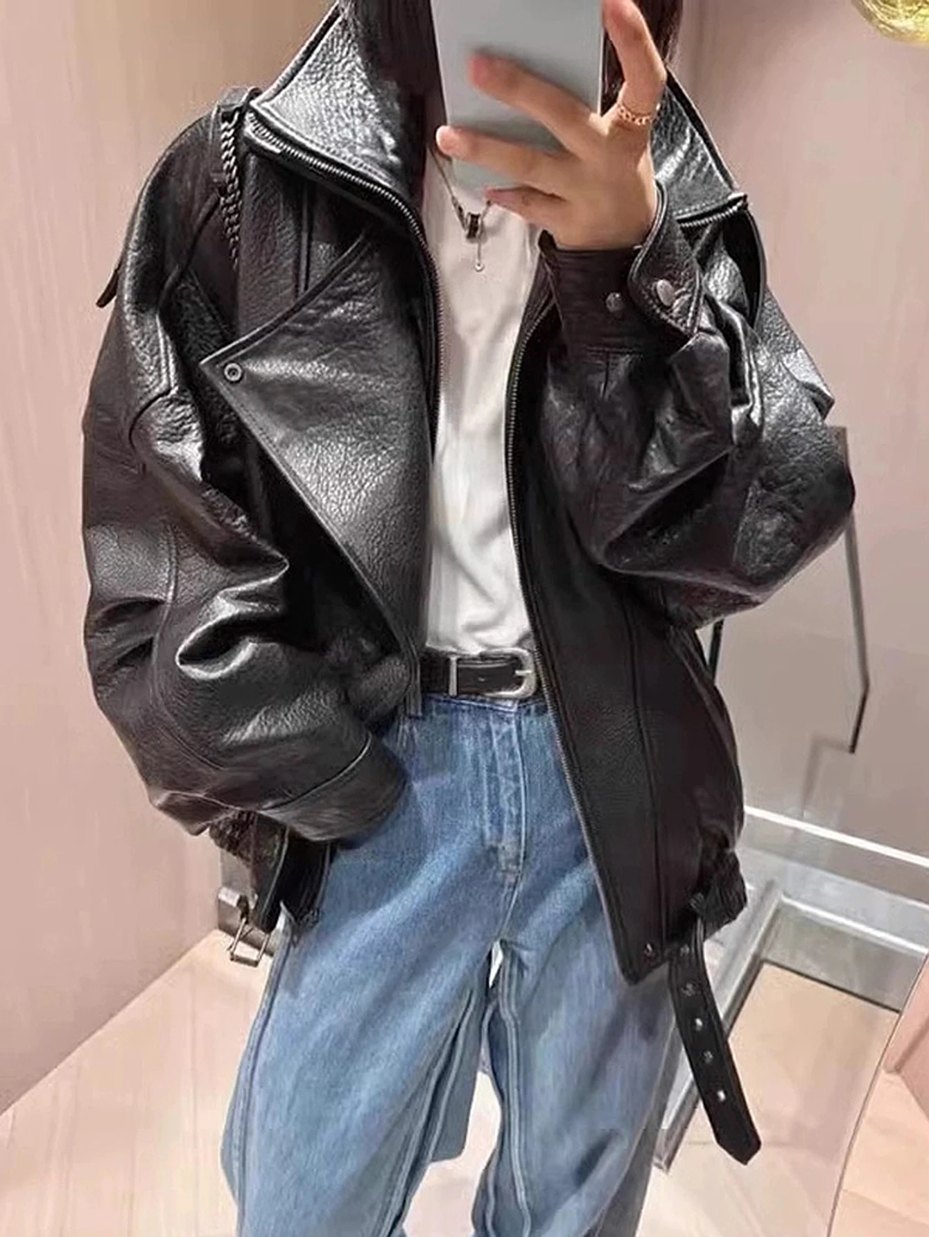 

Women's Lightweight Jackets Autumn Fashion Streetwear Zippers Pockets Solid Color Loose Fit Long Sleeve Lapel