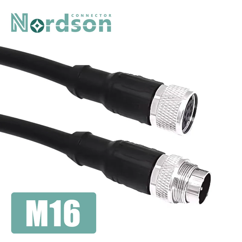 M16 2/3/4//5/6/7/8/12 Pin Molded Aviation Plug PVC Shielded Waterproof Sensor 1 Meter Straight/elbow Male Female Connector m16