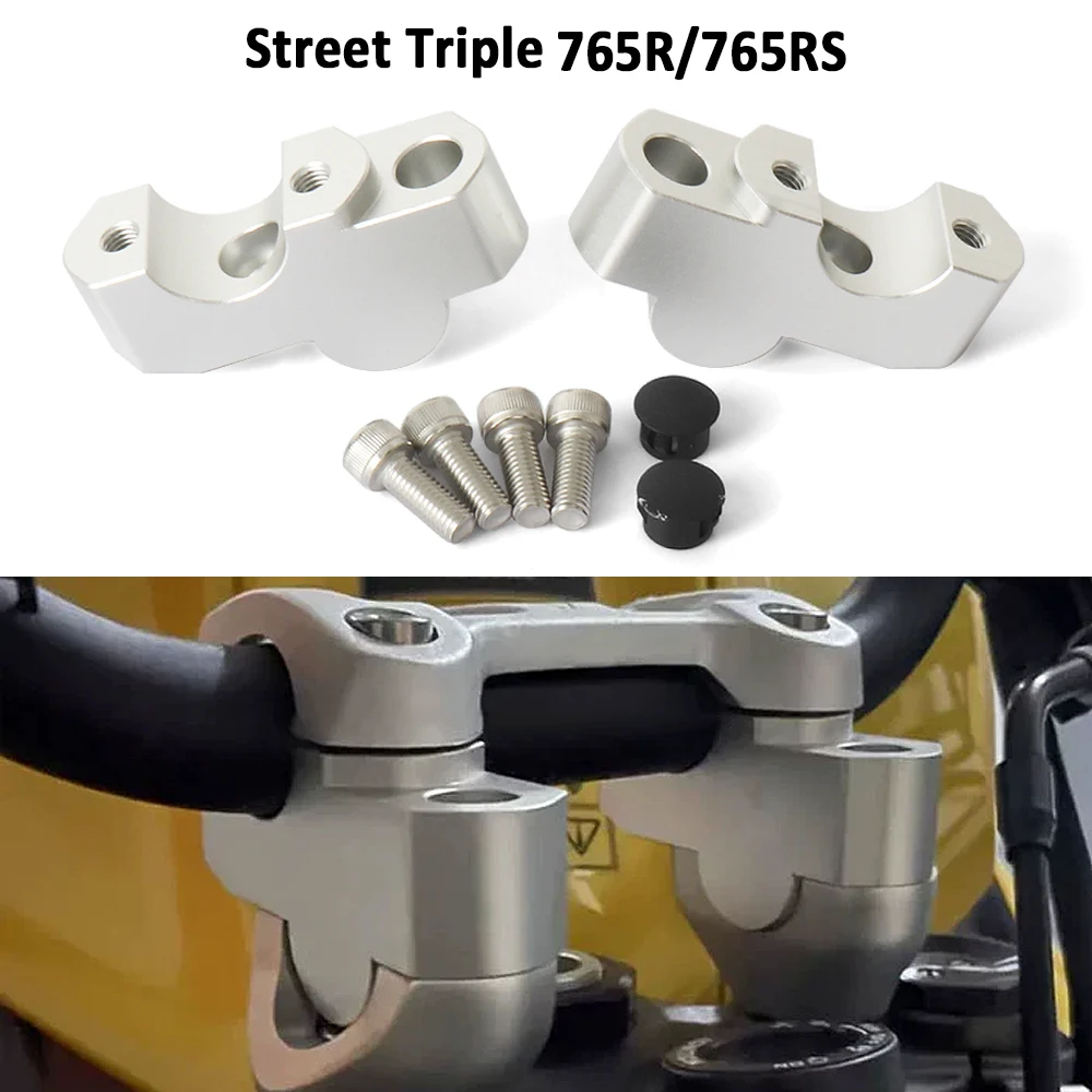 

Motorcycle Accessories For Street Triple 765R STREET TRIPLE 765RS 765 RS R Lift Move Back Clamp Handlebar Riser Silver Kit