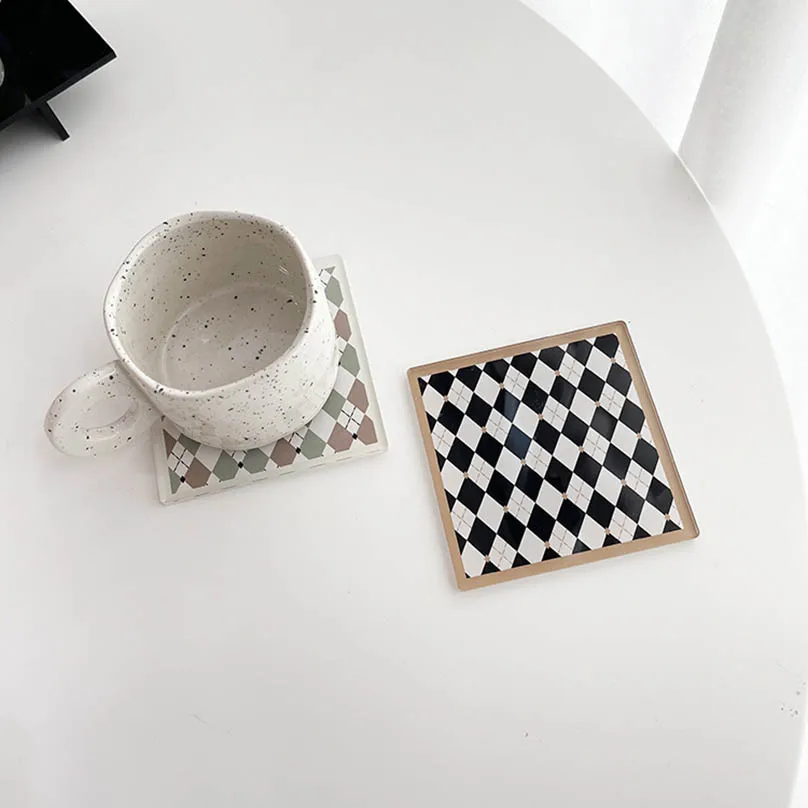 Grid Acrylic Coaster Anti Slip Cup Holders Table Mat Placemat Set De Table Posavasos Cocinas Accesorios Kitchen Drink Coasters