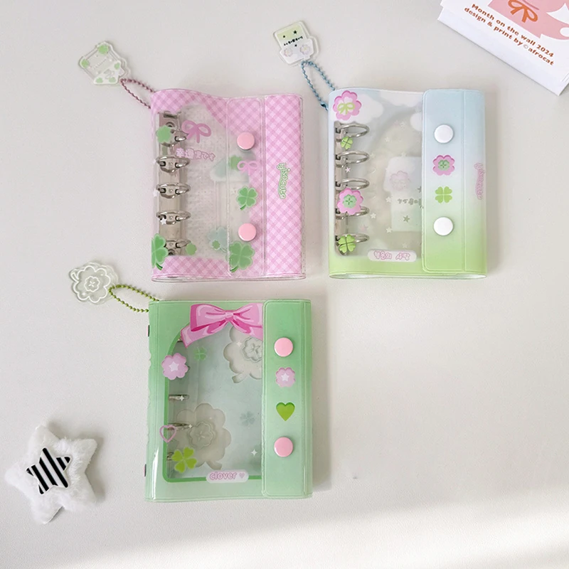 Mini Metal Loose-leaf Album Folder Cartoon Lucky Four-leaf Clover Photo Album Idol Photocard Holder Kawaii Photo Protector