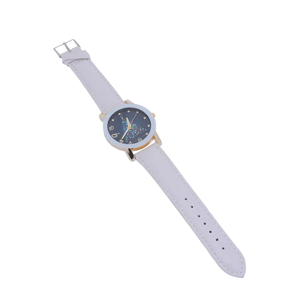 

Fashion Women Quartz Watch Christmas Casual Simple White PU Strap Ladies Wristwatch Fashion Women Watch Christmas Wristwatch