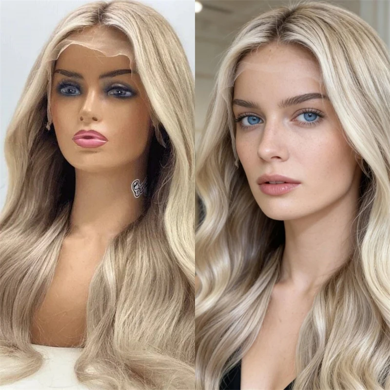 

Синтетический парик омбре с эффектом пепельного блонда, с HD-кружевом спереди, термостойкий, для женщин, без заколок, с предварительно вычесанной линией роста волос, длинные волнистые волосы, для вечеринок