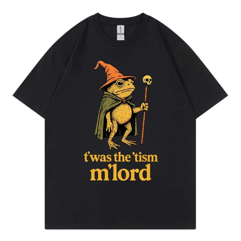T'was The Tism M'Lord Funny Frog Wizard Meme Graphic T Shirts High Quality Fashion Oversized T-shirt Unisex 100%cotton T-shirts