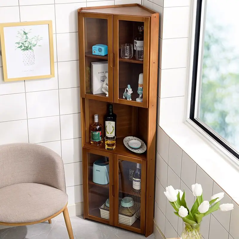 

Corner Side Cabinet Wine Cabinet Locker Kitchen Cupboard Tea Cabinet