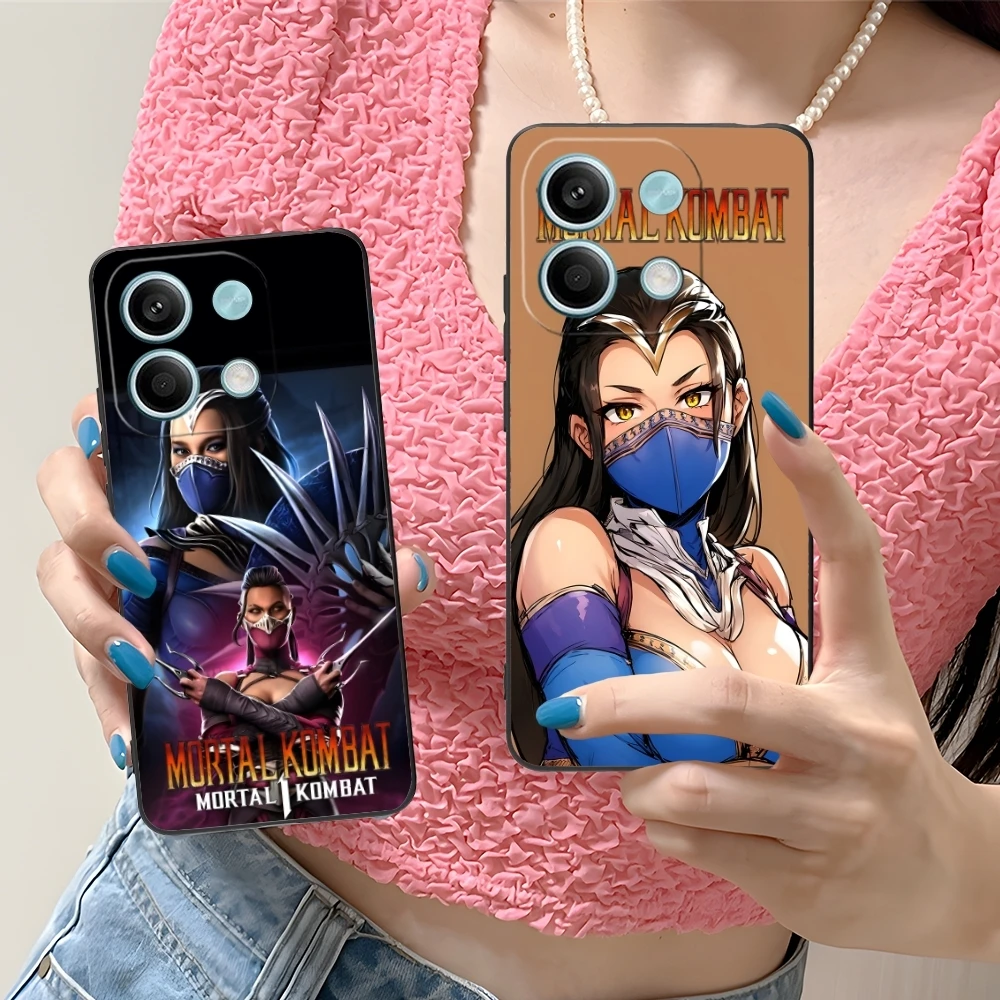 Mortal Kombat Kitana Mobile Cell Phone Case for Xiaomi Redmi 14 13 13C 12 12C 10 10C A1 A2 A3 Plus 5G Black Phone Cover Shell