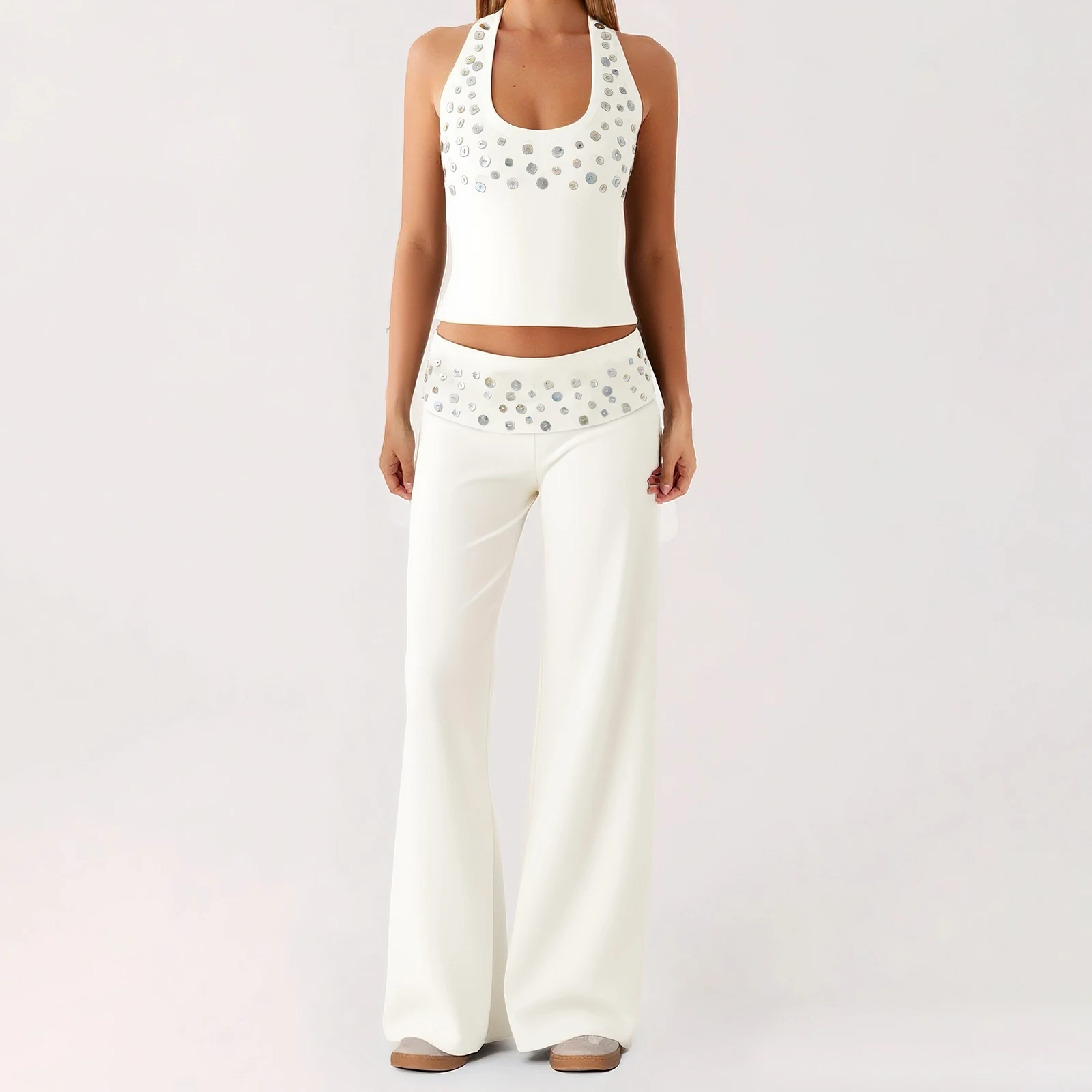 

Новые модные женские широкие брюки с блестками Модные повседневные свободные брюки с эластичной резинкой на талии для повседневной жизни Горячая распродажа S M L