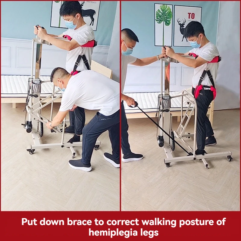 Electric Adjustable Home Rehab Walker, Stroke Hemiplegia Trainer, Multi Standing Frame for Elder Lower Limb Walk Correction