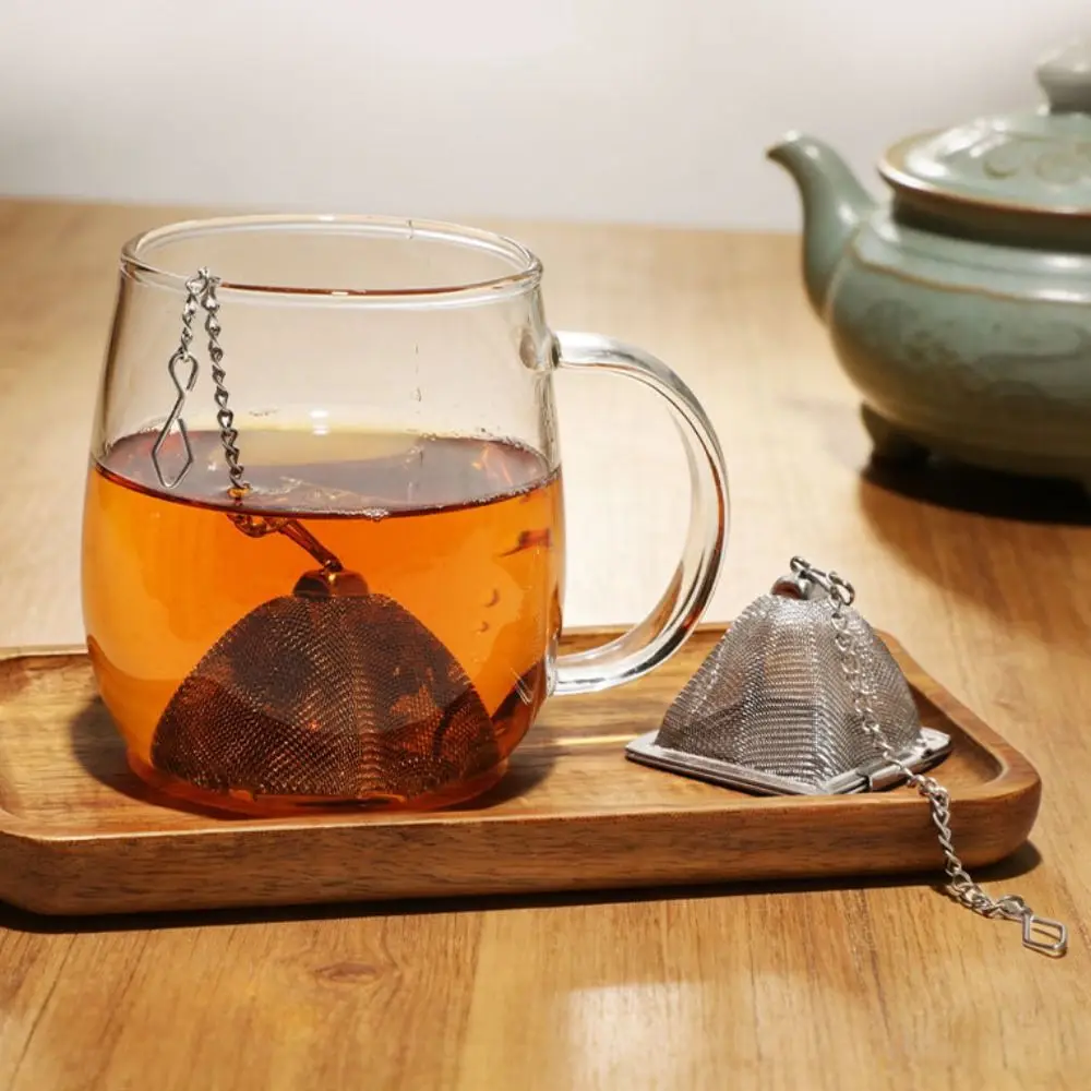 Stainless Steel Tea Infuser Strainer Pyramid Shape Reusable Mesh Tea Infuser Fine Mesh Locking Design Teapot Tea Infuser Kettle