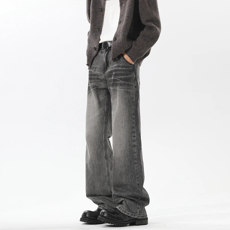 

M-XXXXXL American Style Stretch Bootcut Straight Jeans Zipper Fly Vintage Streetwear High Waist Denim Pants for Men 5XL 4XL 3XL