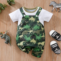 Camouflage dinosaur print baby romper One-piece round collar Summer short sleeve For Toddler Outfits Newborn Baby boys Jumpsuit