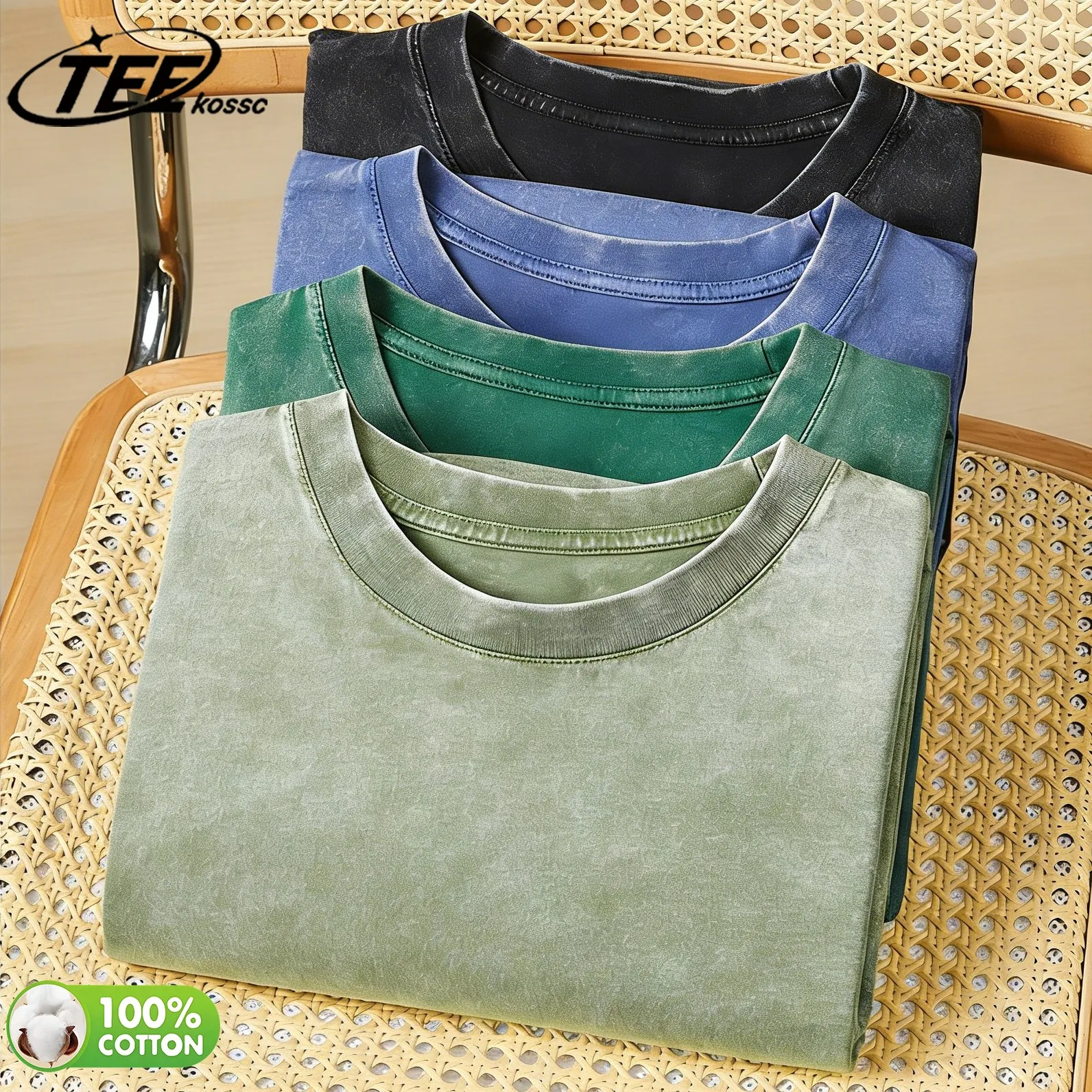 Herren Baumwoll-T-Shirts in Unifarben Retro Acid Wash Street Punk Tee Mehrere Auswahlmöglichkeiten Mode Unisex Gewaschene Vintage Oversized Kleidung