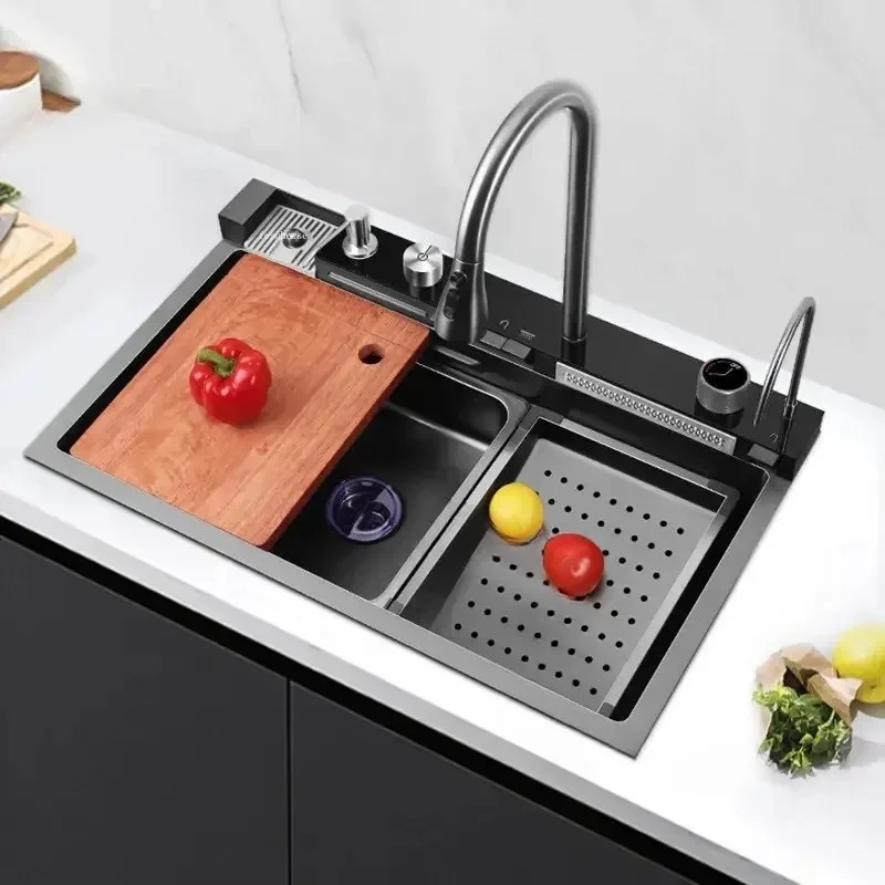 & Smart Kitchen Sinks Thickened Honeycomb Washbasin Whale Rainwater Washbasin Large Single-slot Stainless Steel Home Kitchen Sin