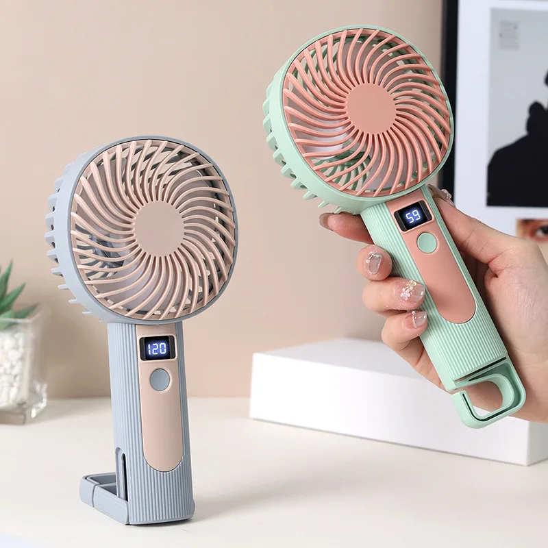 Mini Handheld Fan with Digital Display USB Rechargeable 120 Speed Levels Portable 2 in 1 Desk Fan Personal Cooler