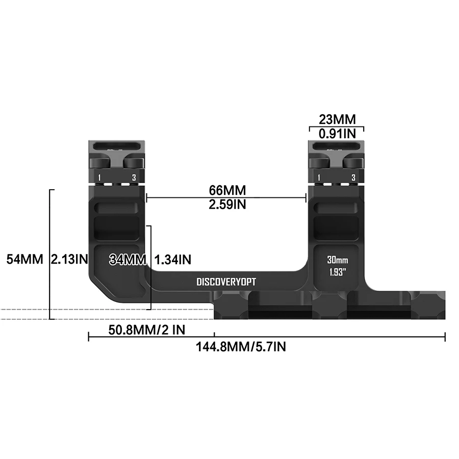 Discovery 30mm or 34mm Rigid Precision One Piece 0 MOA Picatinny Mount Rings 1.93inch or 1.5inch High Accessory