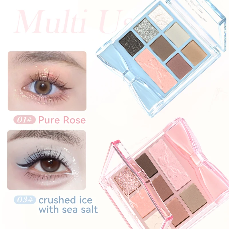 Paleta de sombras rosa fofa de 8 cores, acabamentos foscos, brilhantes e brilhantes, tons de terra para aparência retrô esfumaçada, uso duradouro