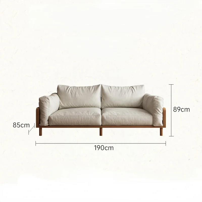 

Style Double Three-Seat Straight Row Technology Fabric Solid Wood Sofa Living Room Simple Modern Small Apartment