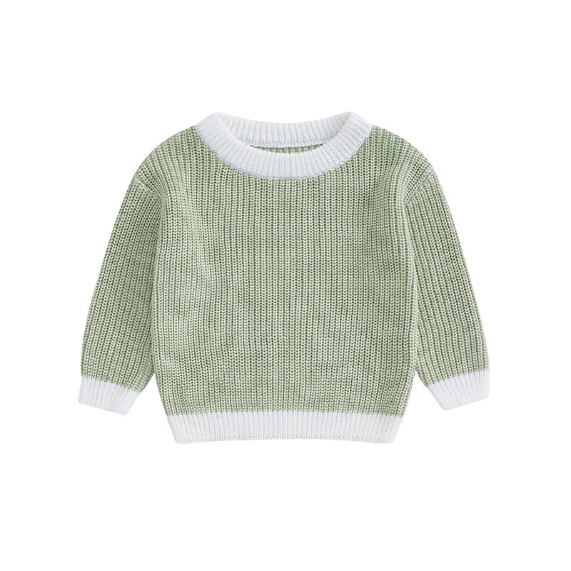 

Children s Pullover Sweater Cozy Knit Crew Neck Jumper with Long Sleeves and Stylish Contrast Colors for Boys and Girls in