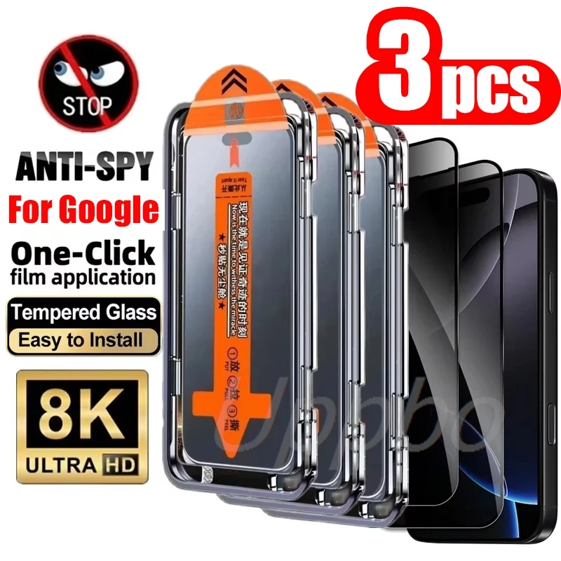 3PCS Anti Spy Screen Protector For Google Pixel 10 9 Pro XL 8 9 10 Pro 9A 8A 7A 6A Full Cover Privacy Tempered Glass Film — product photo 1 of 1