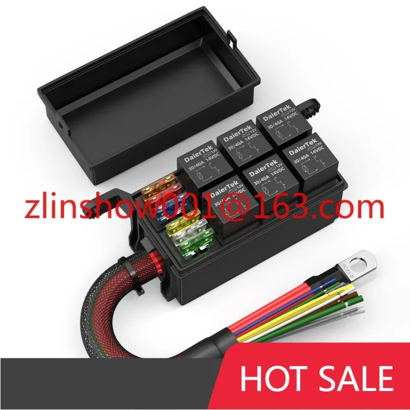 Presa relè a 4 pin Scatola relè fusibile precablato Presa relè a 6 vie con fusibili e coperchio per barca camion auto