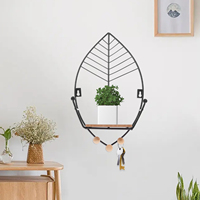 Wall Shelf Floating Rack for Home Decor Storage Simple Nordic Style Wall-mounted Holder Wood Metal Material Versatile Room Use