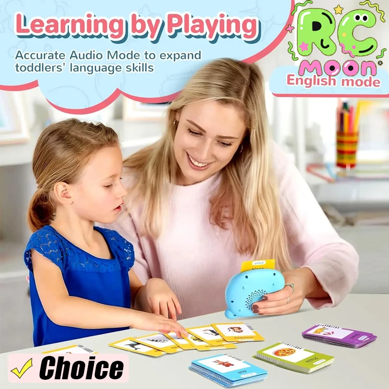 Macchina per l'inserimento di carte vocali per bambini Giocattoli educativi precoci 2 schede audio Libro audio elettronico Studio Giocattoli di alfabetizzazione Regali per bambini