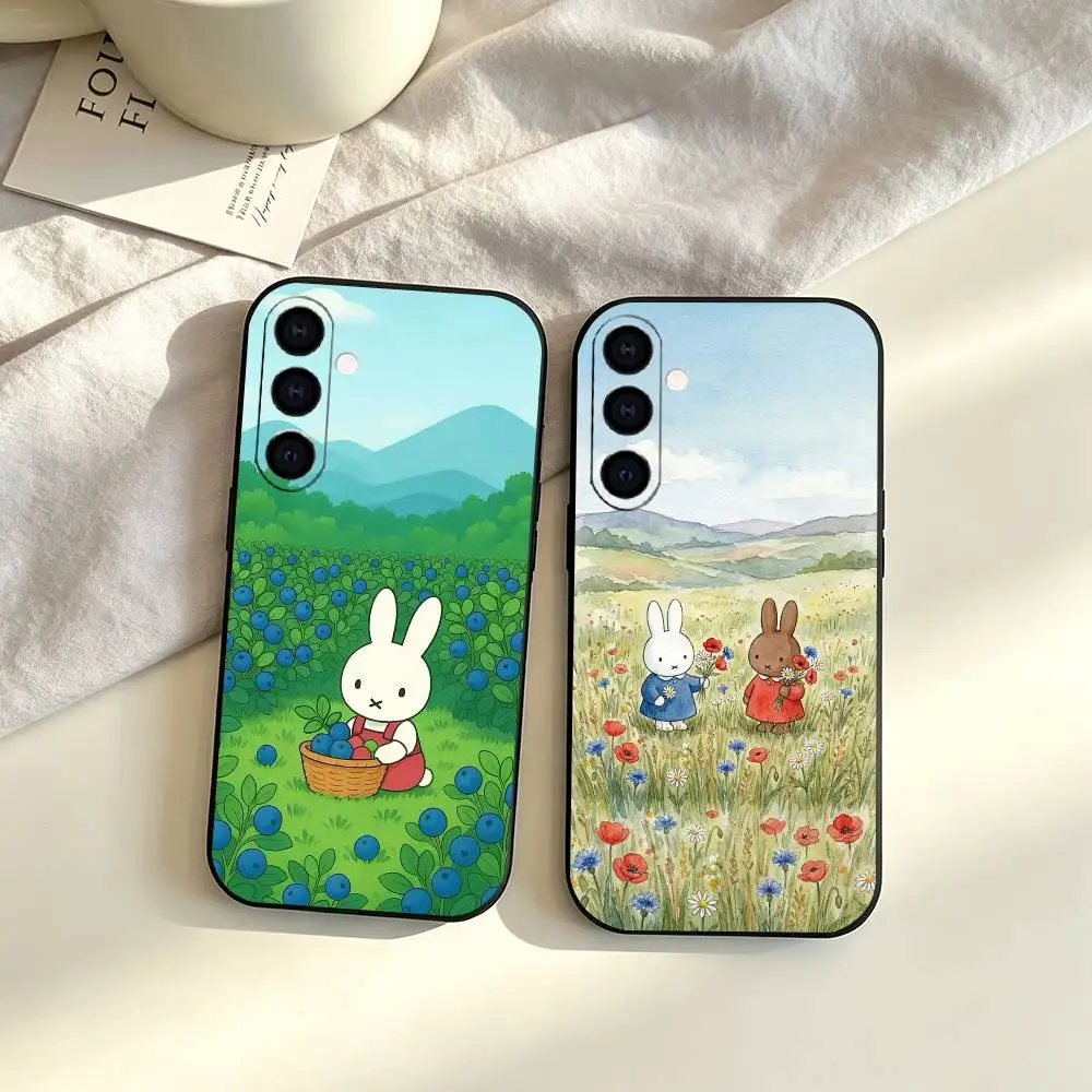 Classic Cute m-miffy  Phone Case Black Silicone Soft For Samsung Galaxy A73,A72,A71,A70,A53,A52,A51