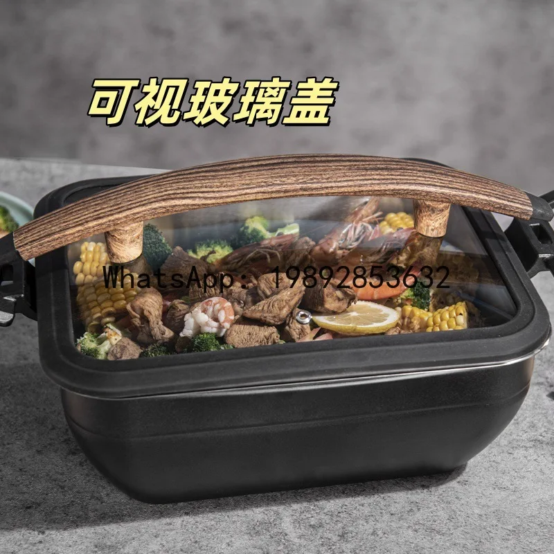 Xl buffet stove heat preservation pot stainless steel plug-in lid breakfast hotel restaurant canteen commercial rectangular 4