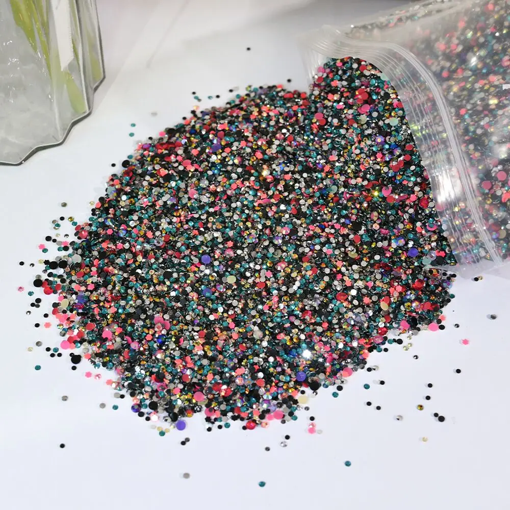 10000pcs Mixed Colors Mini Nail Rhinestones Glitter Crystal Stones Beads Flatback Diamond Nail Charms Parts Manicure Accessory