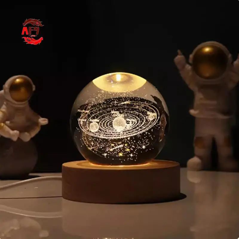 

AF90-Valentines Day Gift Galaxy Crystal Ball Lamp 3D Planet Moon Lamp USB LED Night Light