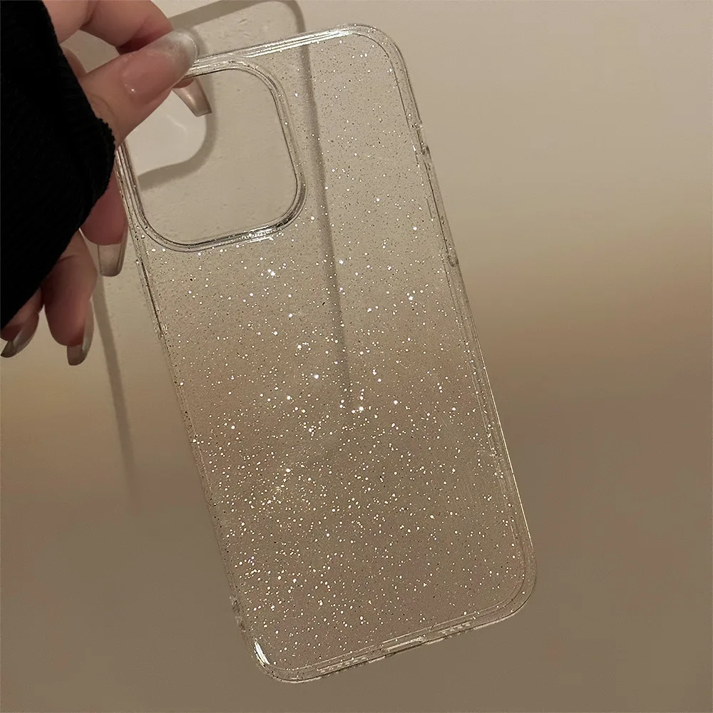 Transparent fine glitter simple iPhone14promax phone case 16 for iphone15 soft shell 11 advanced luxury 12