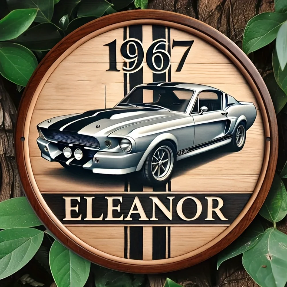 2D Flaches Metallschild „1967 Eleanor“ Mustang – Retro Muscle Car Wanddeko, Vintage Auto-Kunst für die Garage