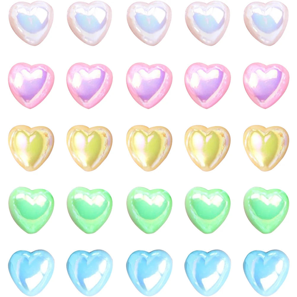 

500 Pcs Nail Pearls Heart Shaped Plastic Decorations DIY Charm Wedding Party Gems Manicure Supplies Smooth Safe Easy Use
