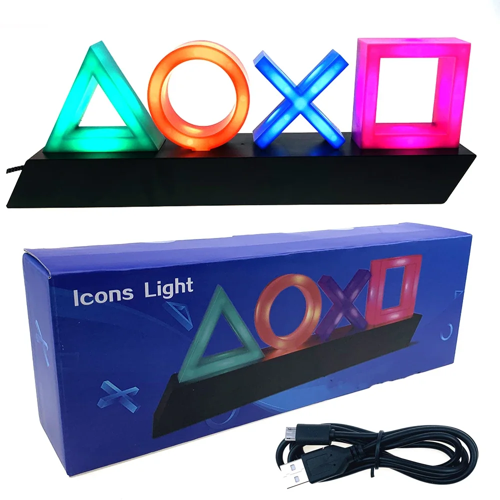 Game Icon Light For PS4 Playstation Music Light Voice Control LED Neon Lamp Atmosphere Decoration for Bar USB/Battery Powered