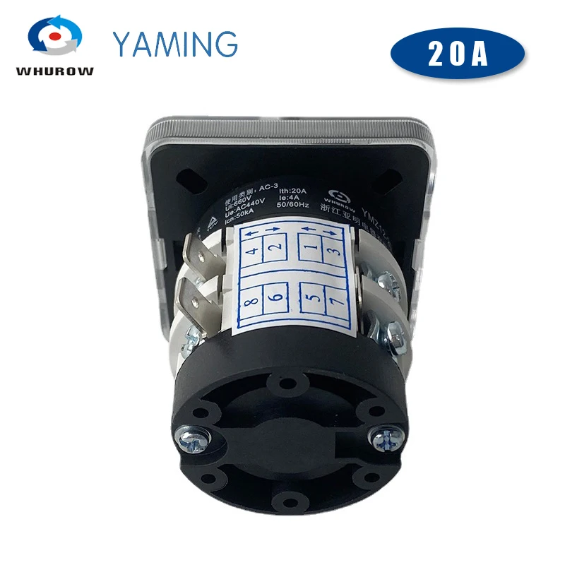 YMZ12-20/2 مفتاح الكاميرا الدوارة 0-4 موقف 20A 2 أقطاب 8 محطات التحول الكهربائي محدد قناع آلة LW31