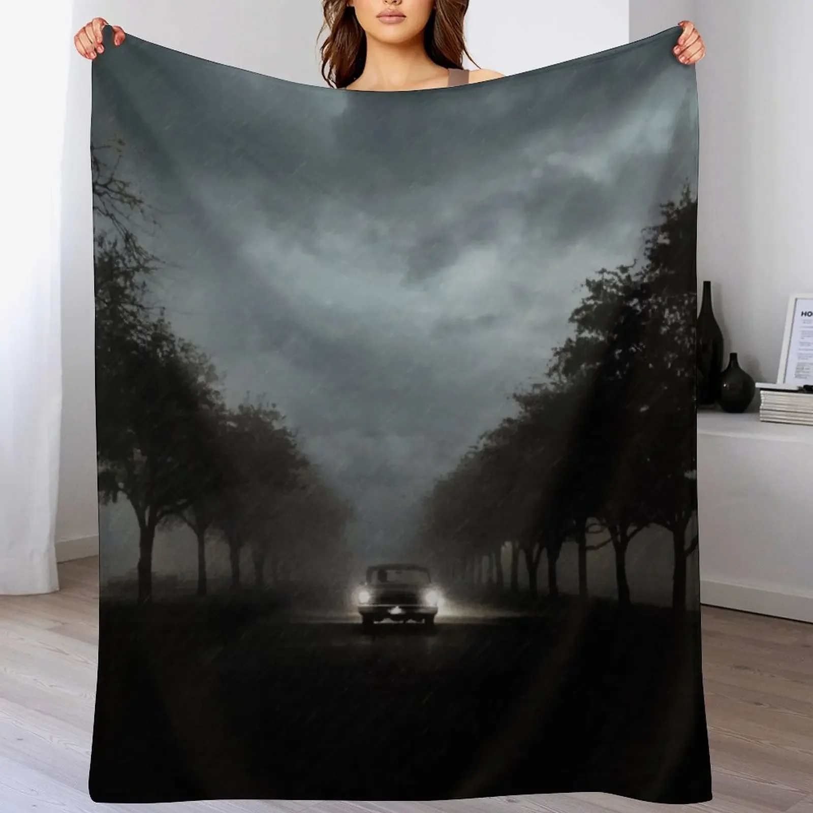 

Driving Into The Storm Throw Blanket Personalized Gift Flannel Fabric Soft Plush Plaid Thermals For Travel Blankets