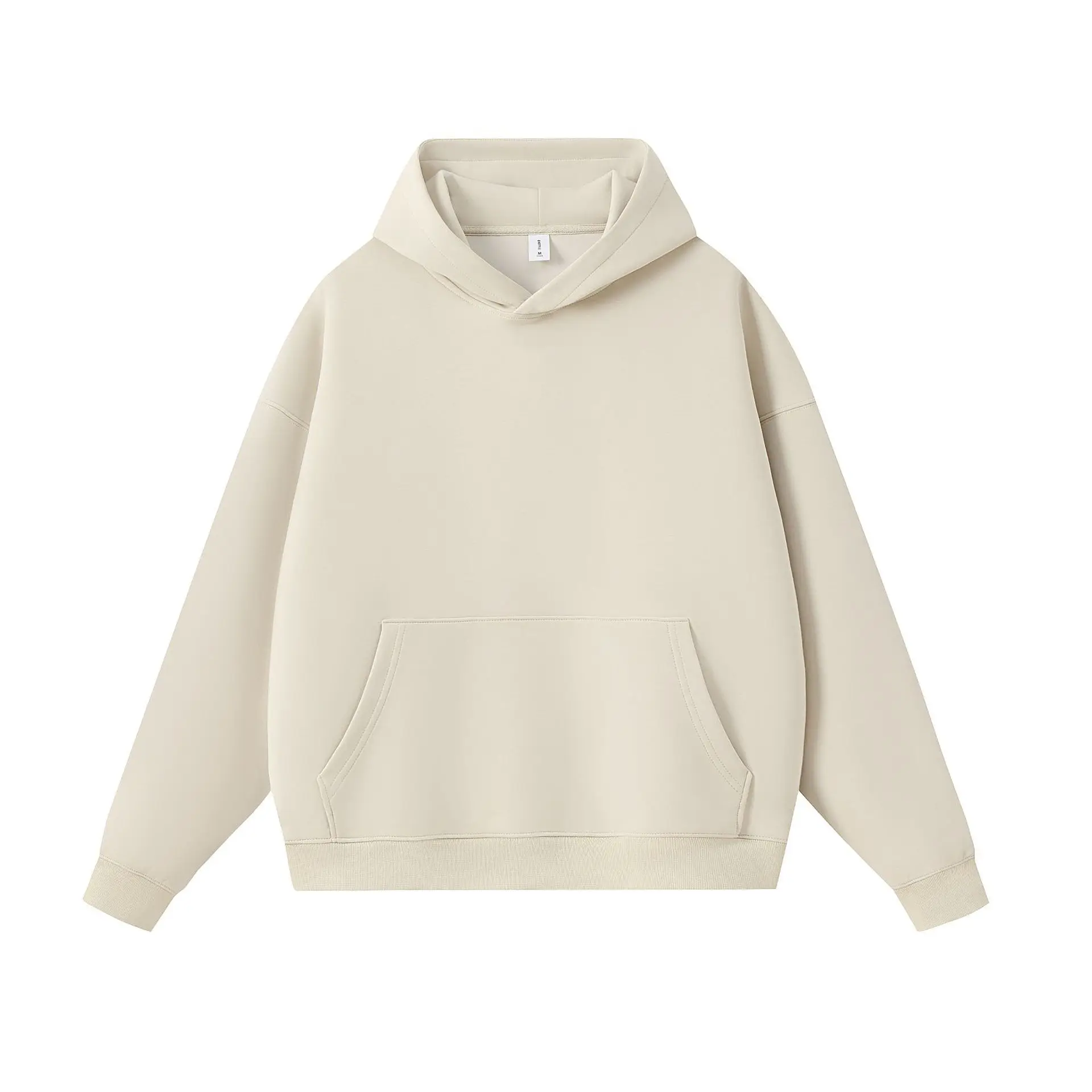 Men's Air Layer Solid Color Hooded Sweatshirt Loose Thick Pullover Oversized Hoodie