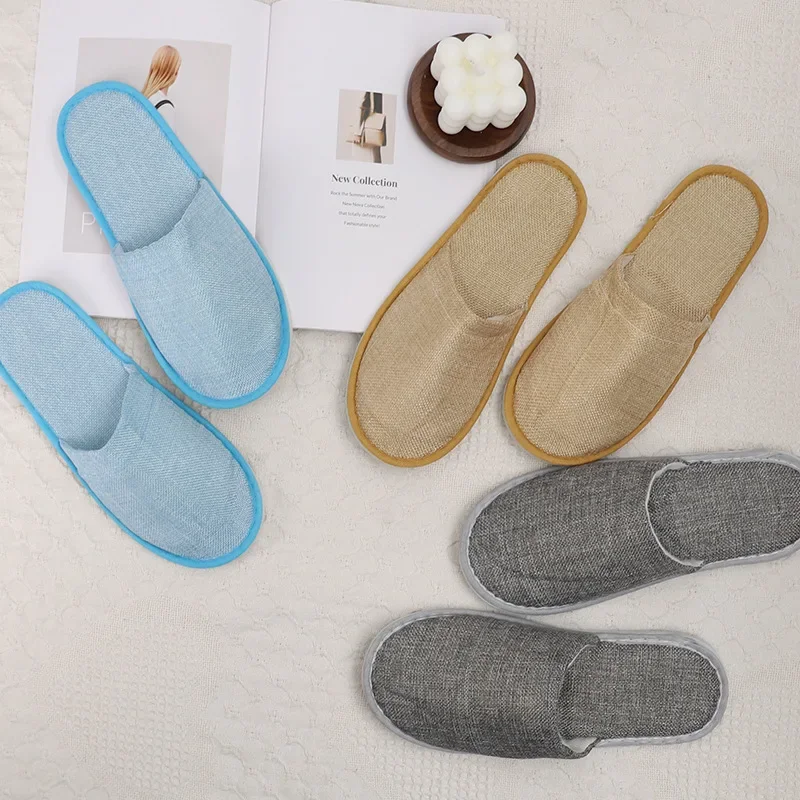 1Pair Disposable Slippers Hotel Travel Slipper Party Home Guest Slippers Women Solid Color Soft Unisex Hospitality Slippers