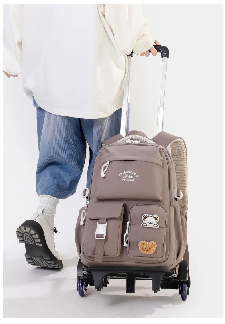 2026 Children Wheeled Backpack Students Schoolbag Rolling Backpacks Bag Kids School Trolley Bookbag Girls School Bag with Wheels
