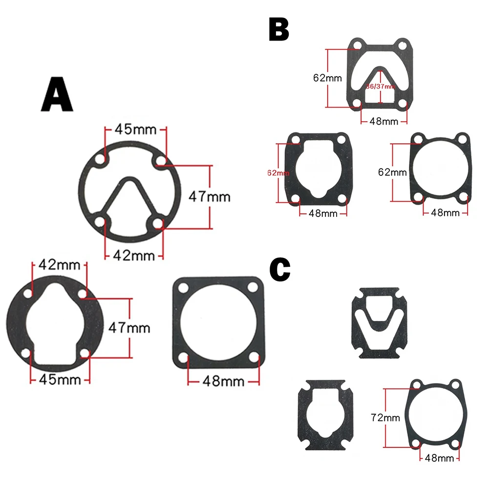 3PCS Cylinder Head Base Gasket Set Seal Valve Plate For Air Compressor Thicken Cylinder Head Paper Gasket Oil Air Pump Parts