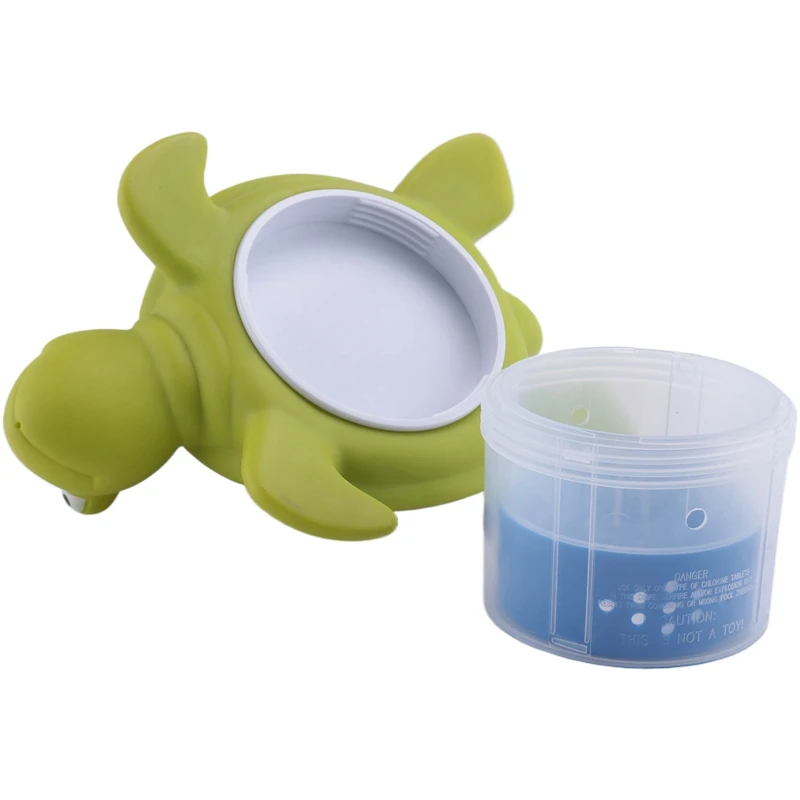 Dispensador de cloro flutuante de tartaruga para piscina divertida e fofa decoração flutuante de animal de tartaruga verde de 10 polegadas